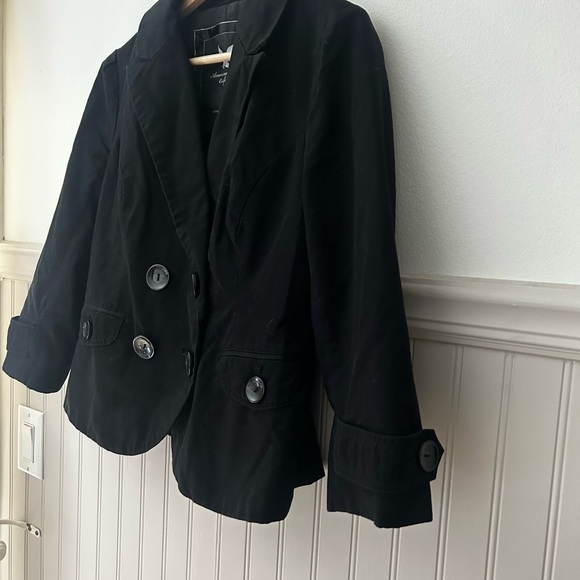 Y2K American Eagle Outfitters Large Double Breasted Black Blazer - Picture 4 of 5